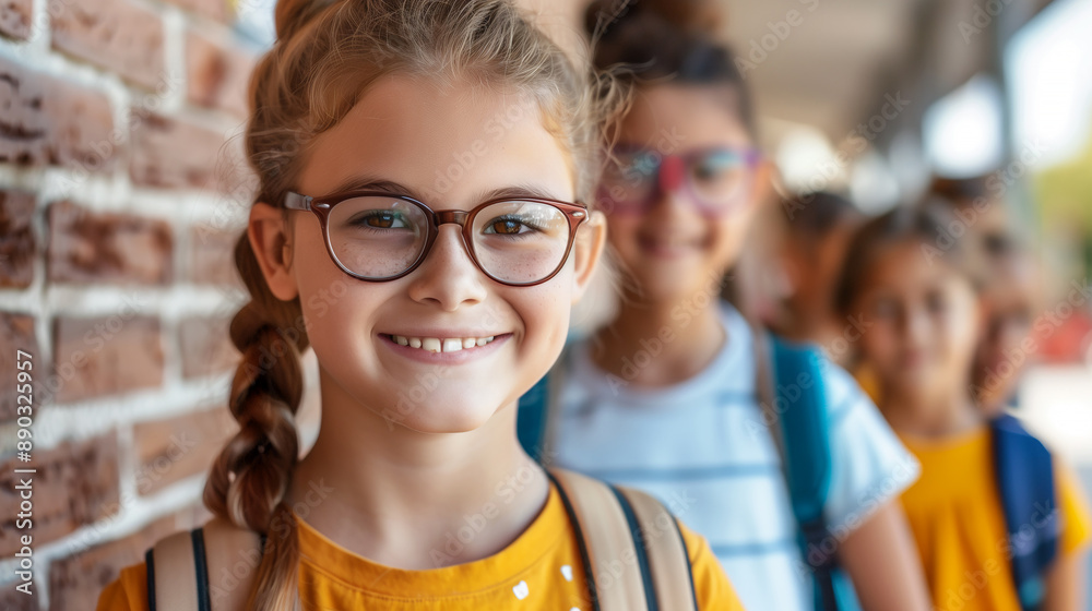 Portrait of a Smiling Girl With Children in the Background Portrait of a Smiling Girl With Children in the Background