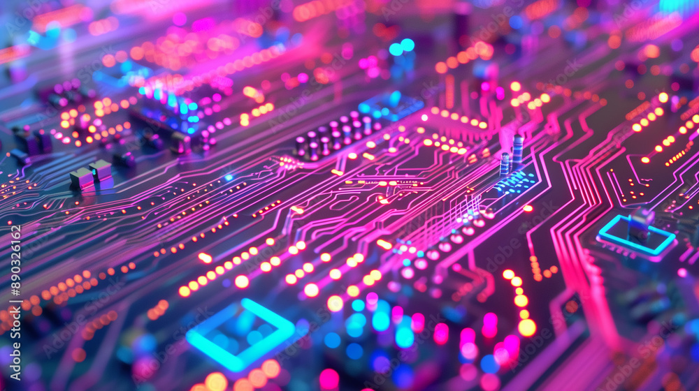 Obraz premium Colorful Computer Microcircuit