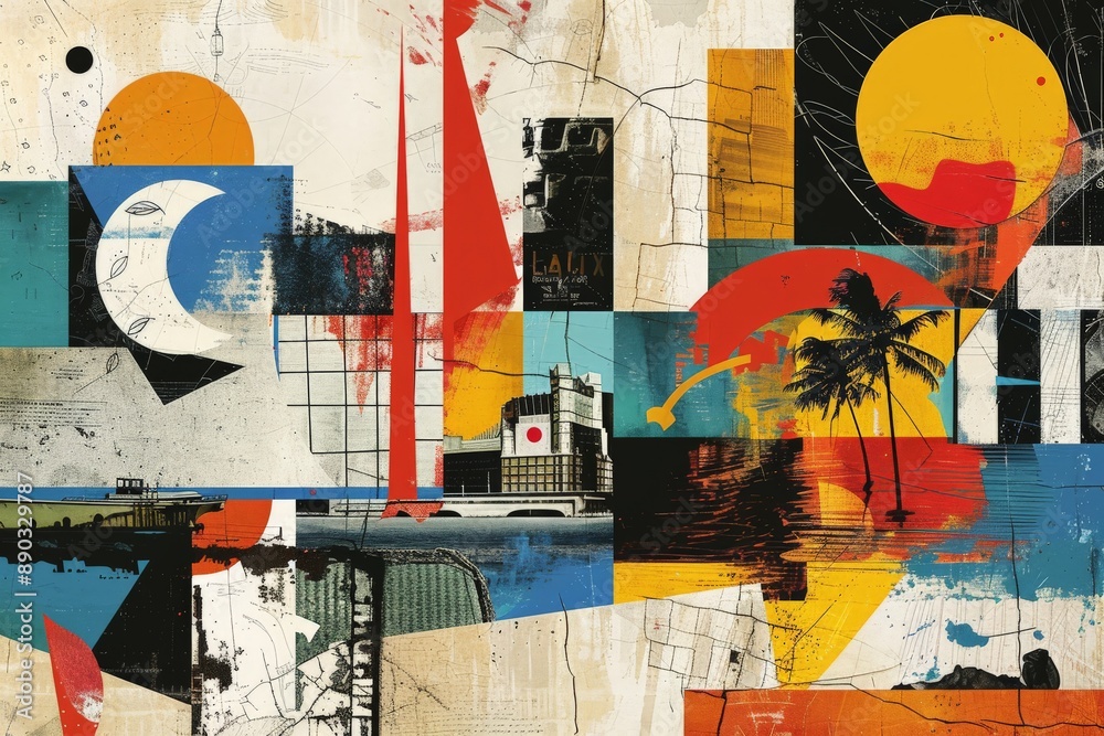 Fototapeta premium modernist collage featuring abstract travel