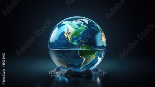 planet earth in water save water concept illustration