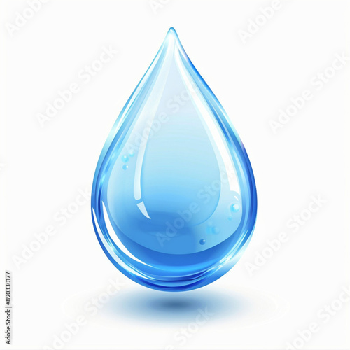 blue transparent water drop on white background