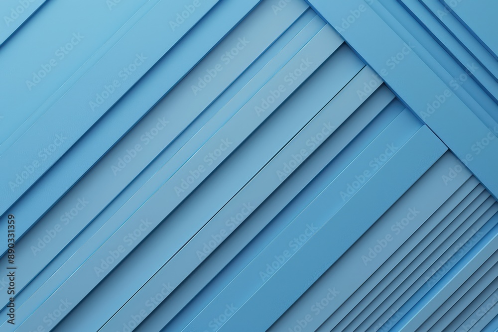 Fototapeta premium Minimalistic Blue Geometric Background with Abstract Diagonal Lines and Layers