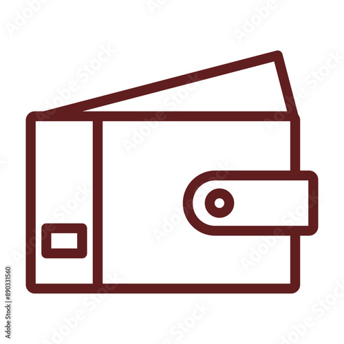Wallet Vector Line Maroon Icon Design