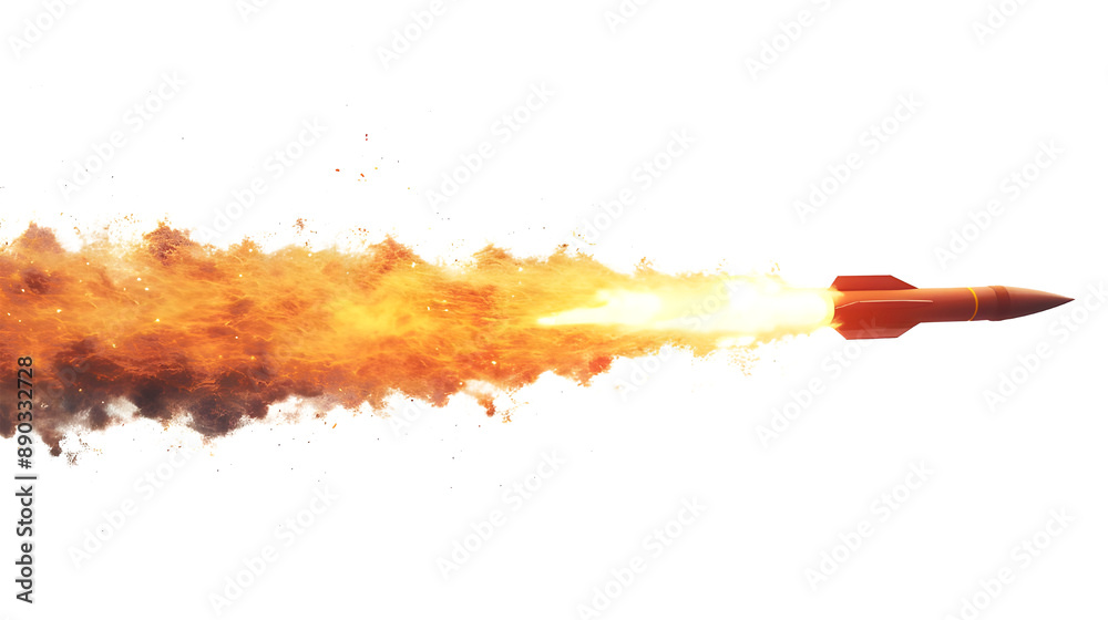 Fototapeta premium Missile Launch isolated on transparent background