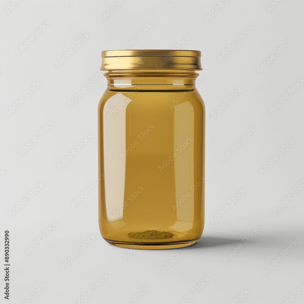A Clear Glass Jar With a Gold Lid and a Single Pill Inside A Clear Glass Jar With a Gold Lid and a Single Pill Inside