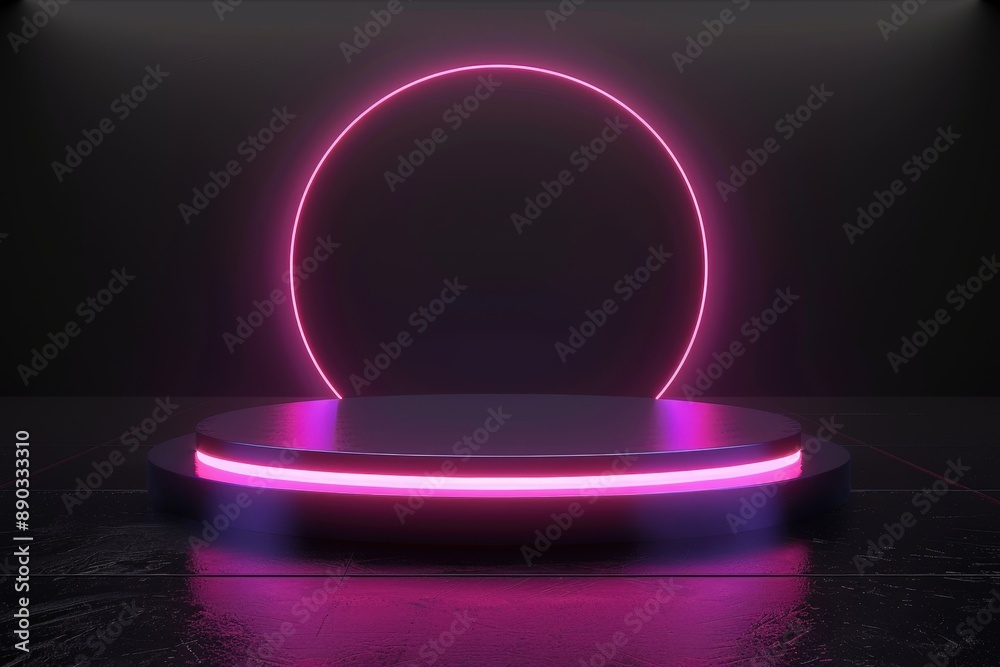 Abstract 3D Render with Neon Pink Glow on Black Background Abstract 3D Render with Neon Pink Glow on Black Background