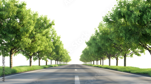 Wallpaper Mural Empty Road with Green Trees isolated on transparent background Torontodigital.ca