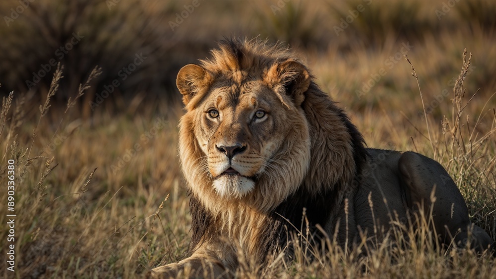 What is seen is a male lion. Lions are large animals in the Felidae family. They are native to autumn and Asia. The famous male lion has a dark brown mane that is famous and believed to be a predatory What is seen is a male lion. Lions are large animals in the Felidae family. They are native to autumn and Asia. The famous male lion has a dark brown mane that is famous and believed to be a predatory