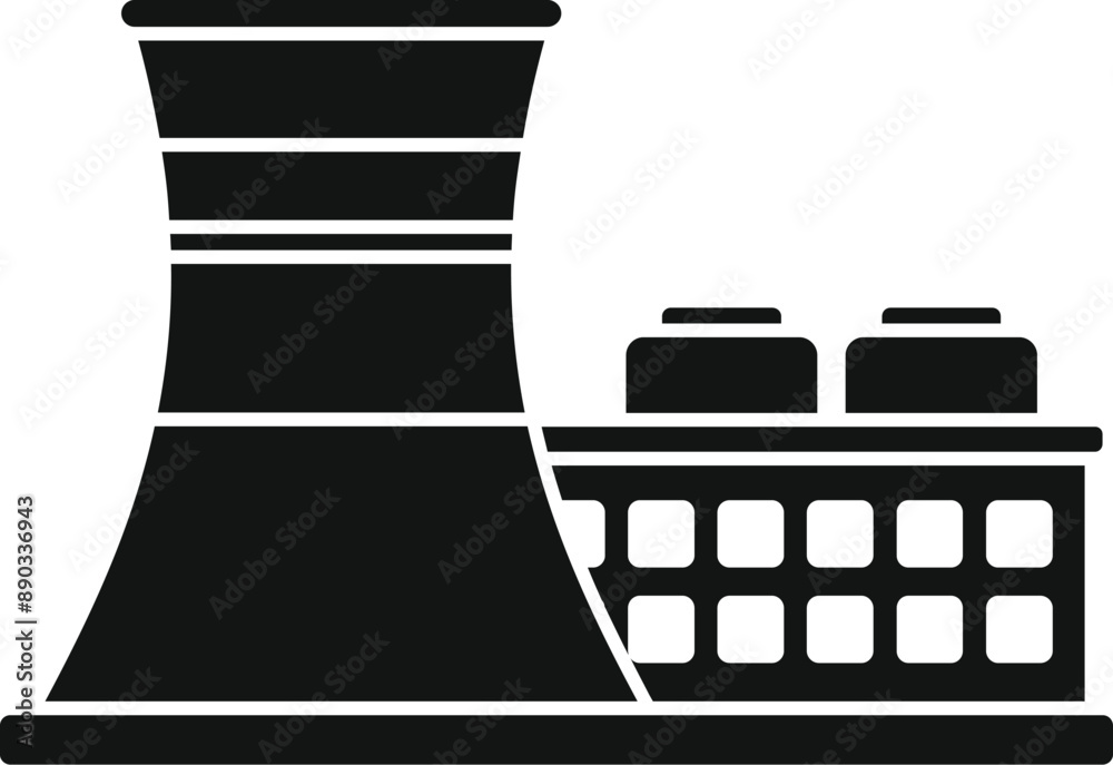 Simple icon of a nuclear power plant generating energy for the needs of the industry