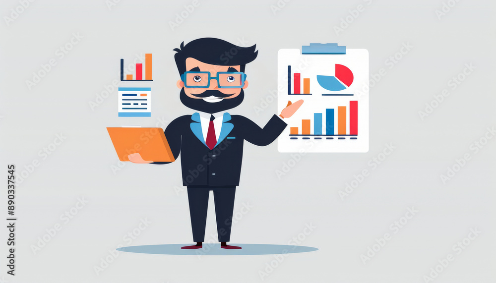 Businessman Presenting Charts and Graphs Businessman Presenting Charts and Graphs