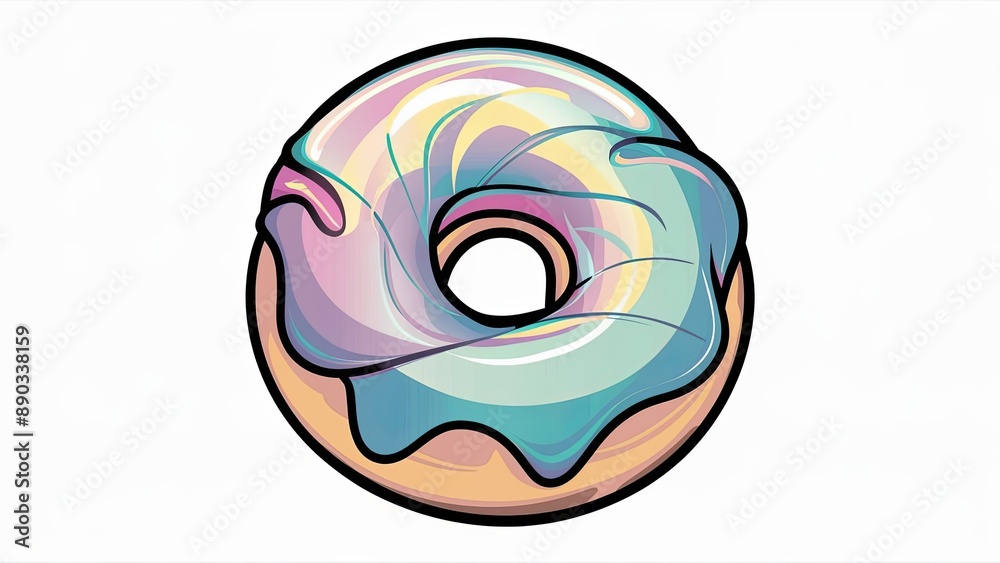 vector, graphic design of a stylized Holographic Donut: A vibrant, pastel-colored donut with a shiny, iridescent glaze Generative AI vector, graphic design of a stylized Holographic Donut: A vibrant, pastel-colored donut with a shiny, iridescent glaze Generative AI