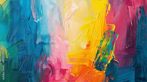 Abstract painted canvas texture with colorful brush strokes