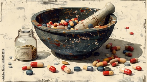 multi-colored medical pills photo