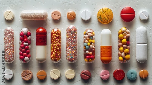 multi-colored medical pills photo