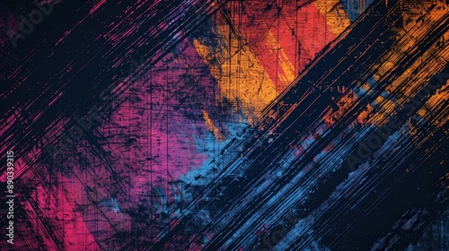 Abstract Grunge Background With Distressed Texture in Dark and Vibrant Colors