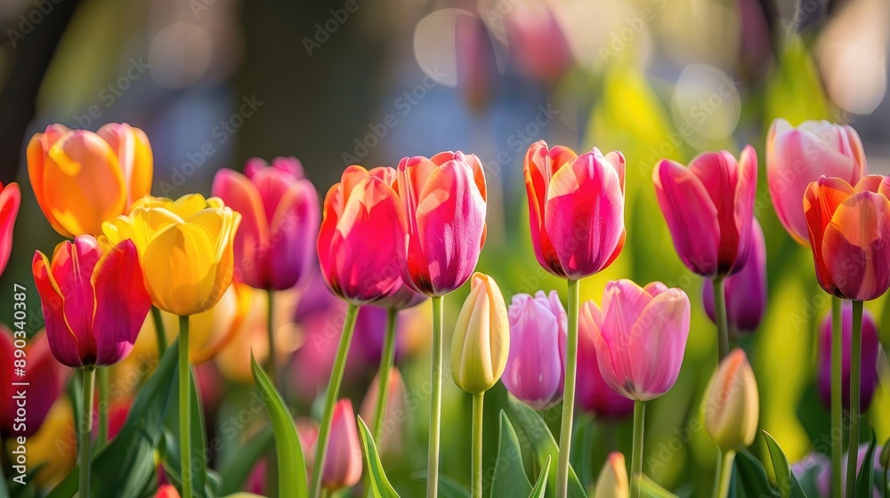 Vibrant tulips in their natural habitat Vibrant tulips in their natural habitat