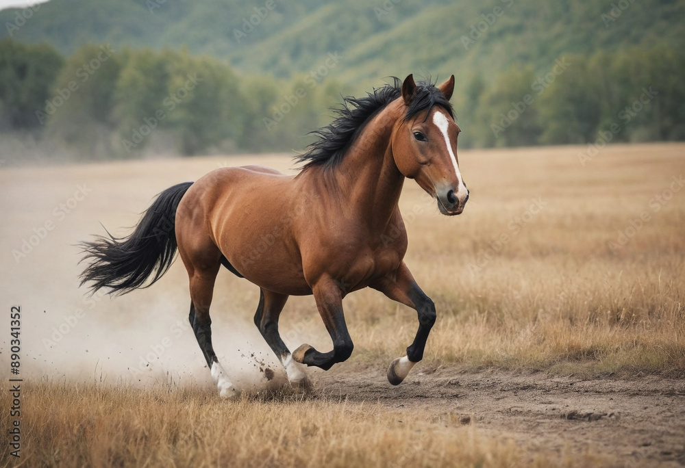 A playful Mustang running free in the wild. A playful Mustang running free in the wild.