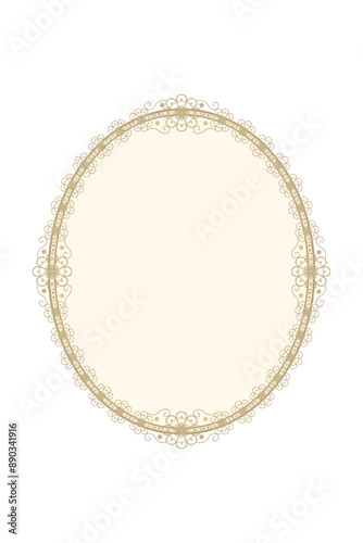 Vector - Vintage border or frame on oval shape. Brown color.