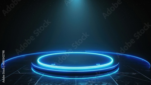 Abstract Blue Neon Light Stage © matoya