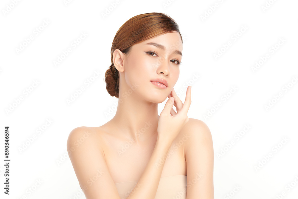 Beautiful young asian woman with clean fresh skin on white background, Face care, Facial treatment, Cosmetology, beauty and spa, Asian women portrait. Beautiful young asian woman with clean fresh skin on white background, Face care, Facial treatment, Cosmetology, beauty and spa, Asian women portrait.