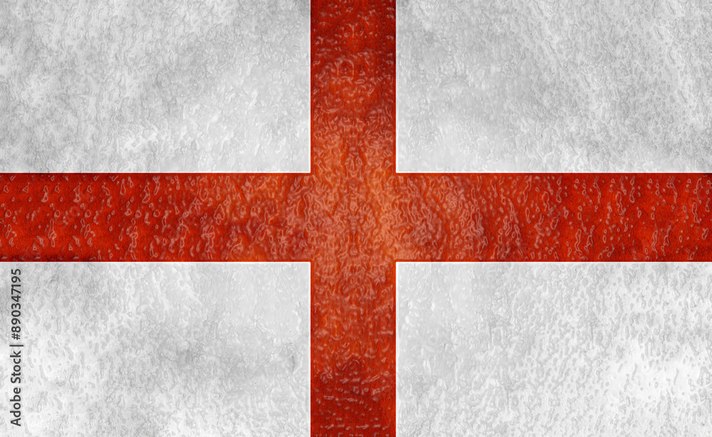 The flag of England with a rough textured surface The flag of England with a rough textured surface