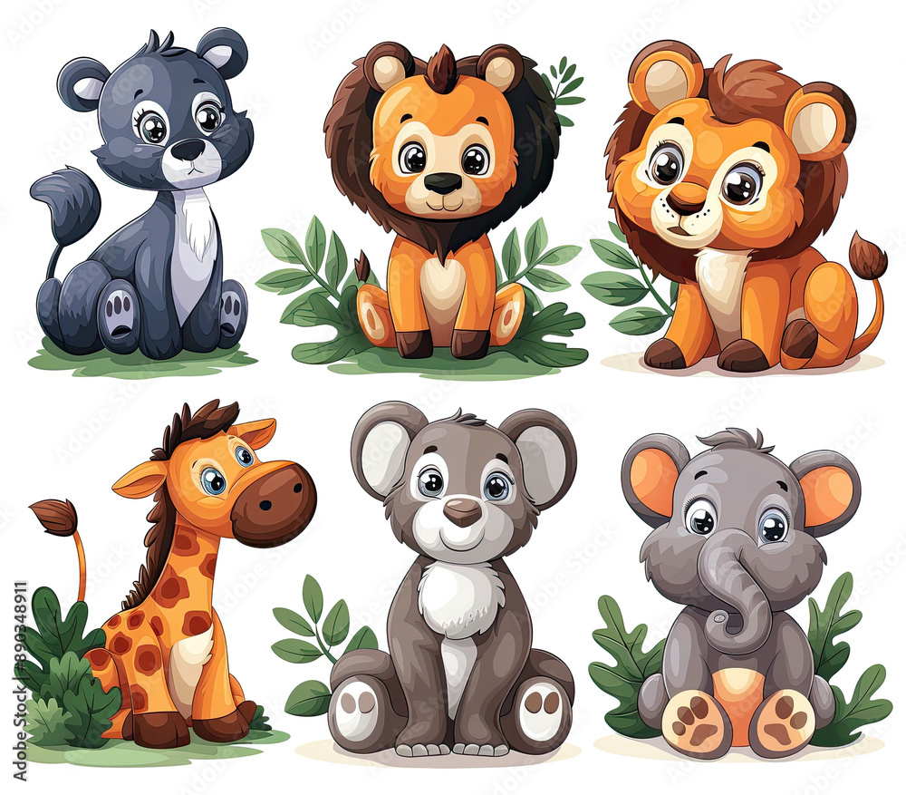 Vector illustration set of funny exotic animals Vector illustration set of funny exotic animals