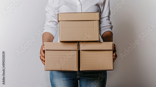 The person holding boxes