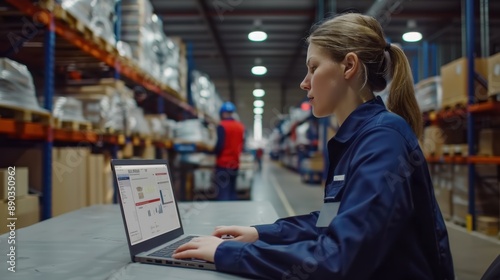 The worker using laptop