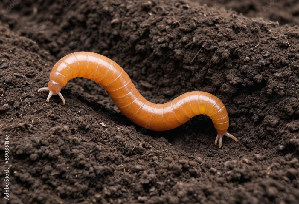 A curious worm burrowing in the soil. A curious worm burrowing in the soil.