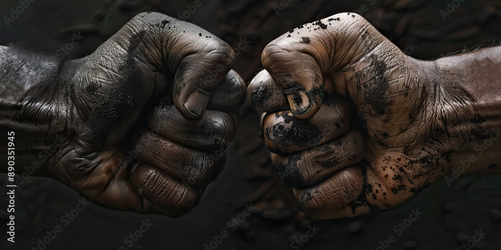 Eternal Unity: A close-up shot of intertwined Black fists, symbolizing strength and solidarity in the face of adversity Eternal Unity: A close-up shot of intertwined Black fists, symbolizing strength and solidarity in the face of adversity