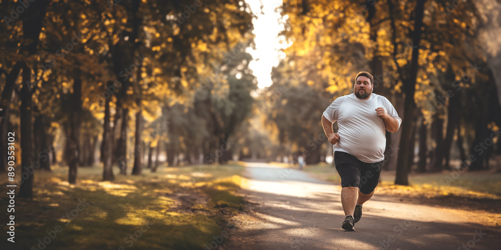 Fototapeta premium Overweight man going for a run