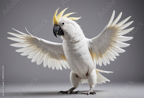  A cockatoo dancing to music. 