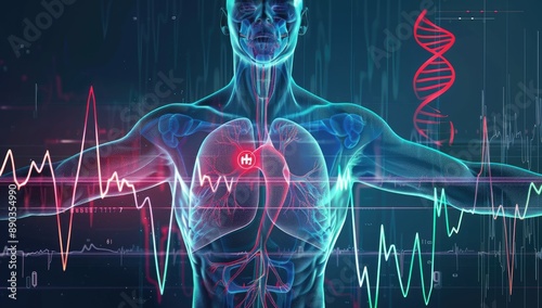 Human Body with Heartbeat Graph