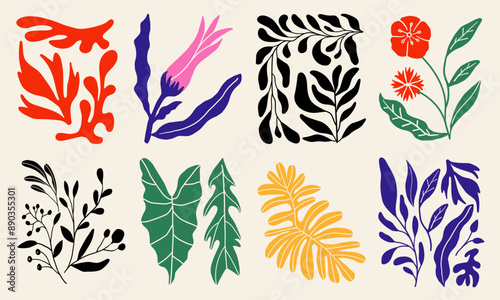 Collection of flowers and leaves