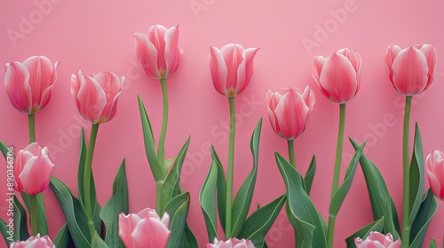 Spring Elegance Fresh Pink Tulips on Pastel Background