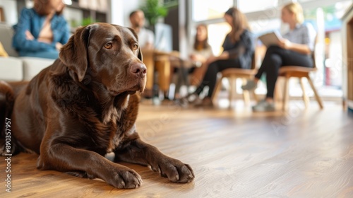 The brown dog in office photo