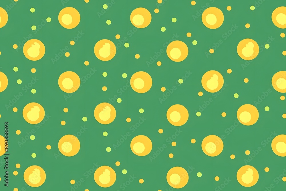 Abstract Green and Yellow Polka Dot Pattern