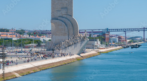 Vászonkép Aerial close up of the both sides of the monument to the Discoveries at Belem district