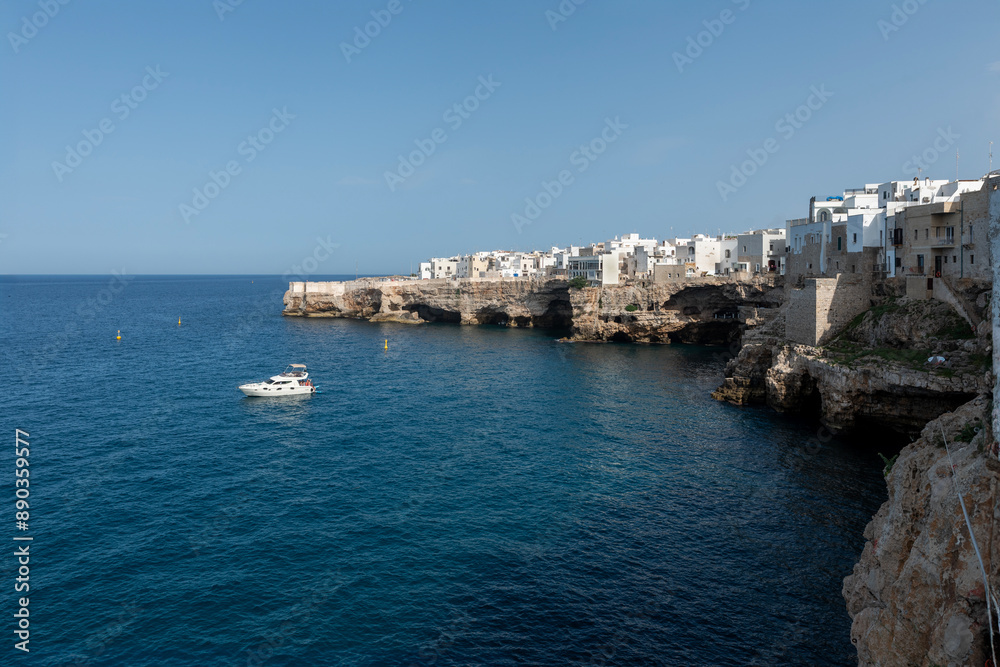 Polignano a mare, white and perched on a cliff overlooking a dream inlet. Polignano a mare, white and perched on a cliff overlooking a dream inlet.