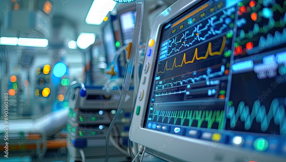 Naklejka premium Medical Monitors in Hospital Room