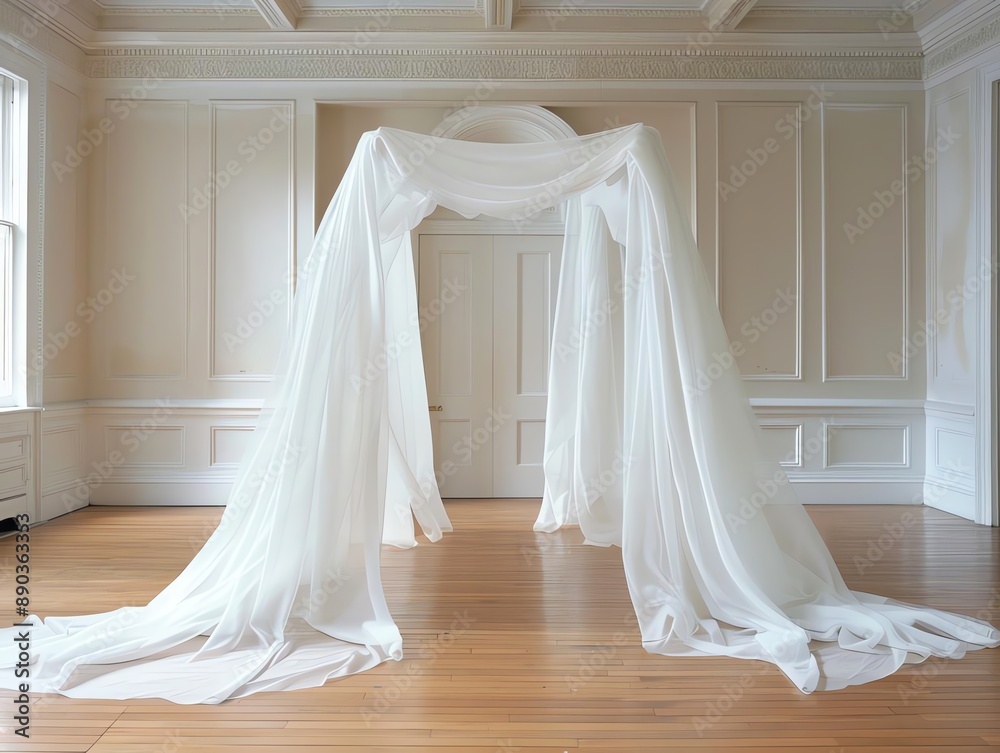 Ghostly Veil Archway A sheer, flowing curtain with ghostly faces peeking through Ghostly Veil Archway A sheer, flowing curtain with ghostly faces peeking through