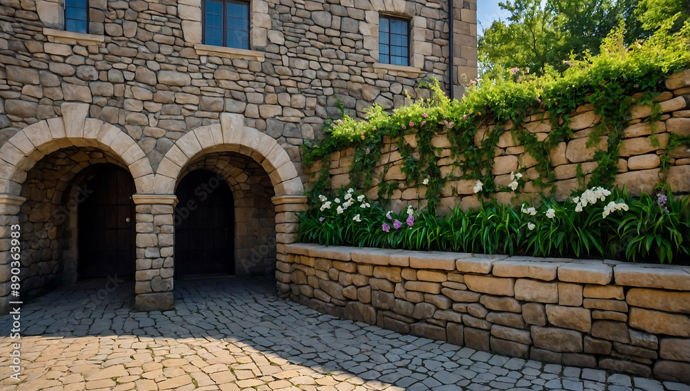 Fototapeta premium stone wall with ivy
