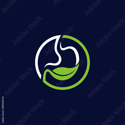 stomach logo, accompanied by the concept of leaves