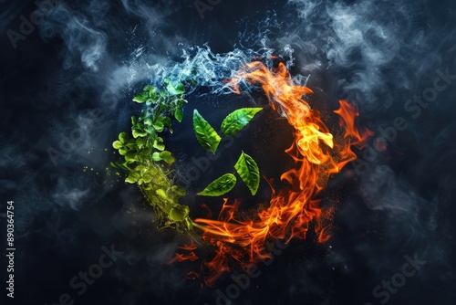 Elemental Harmony: Earth, Air, Fire, Water Fusion photo