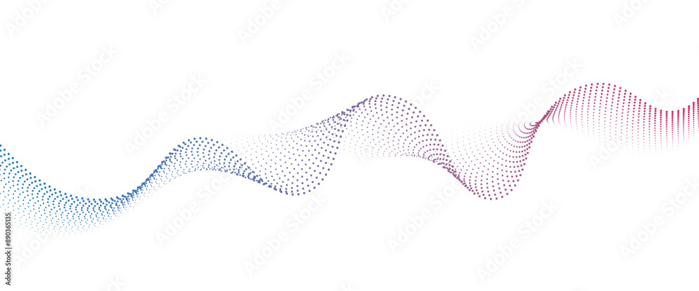 Fototapeta premium Flowing Dot Wave halftone gradient pattern on transparent background