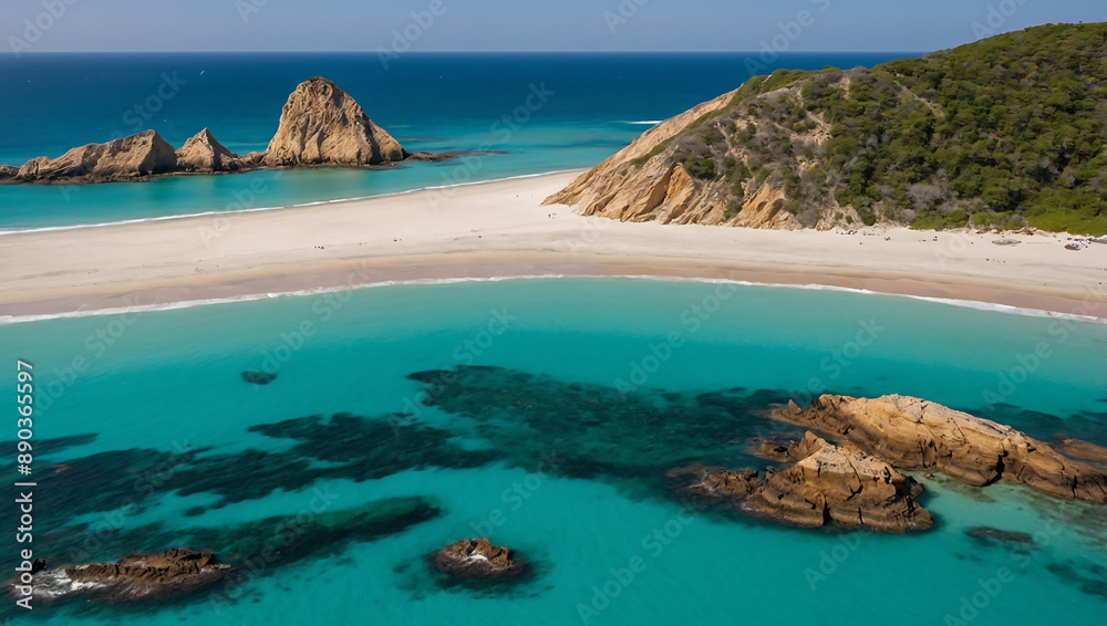 Obraz premium beach with trees and sea