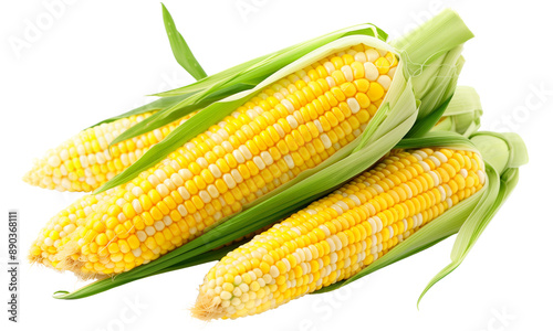 Fresh corns isolated on  white background Fresh Vegetable Concept