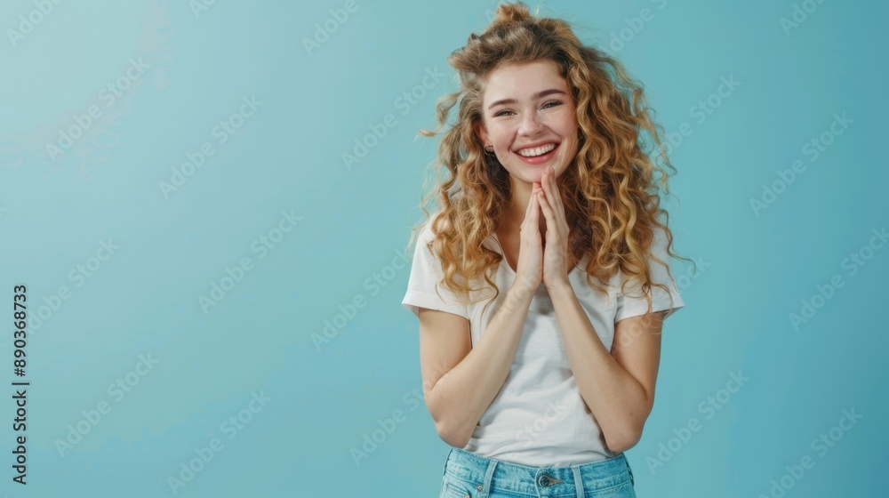 Fototapeta premium The smiling woman in casual attire