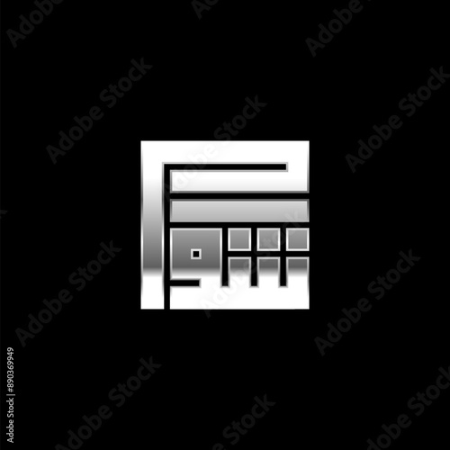 Metalized Vector design for Square Layout of Kufic calligraphy for Shawwal, Muslim Calendar Icon photo