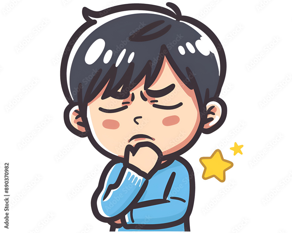 Obraz premium thinking boy, Generative AI